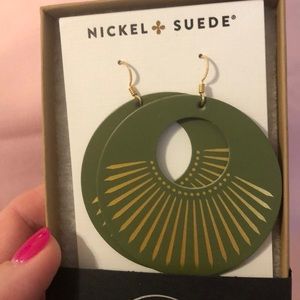 BNIB Nickel and Suede Sunburst Nova Olive